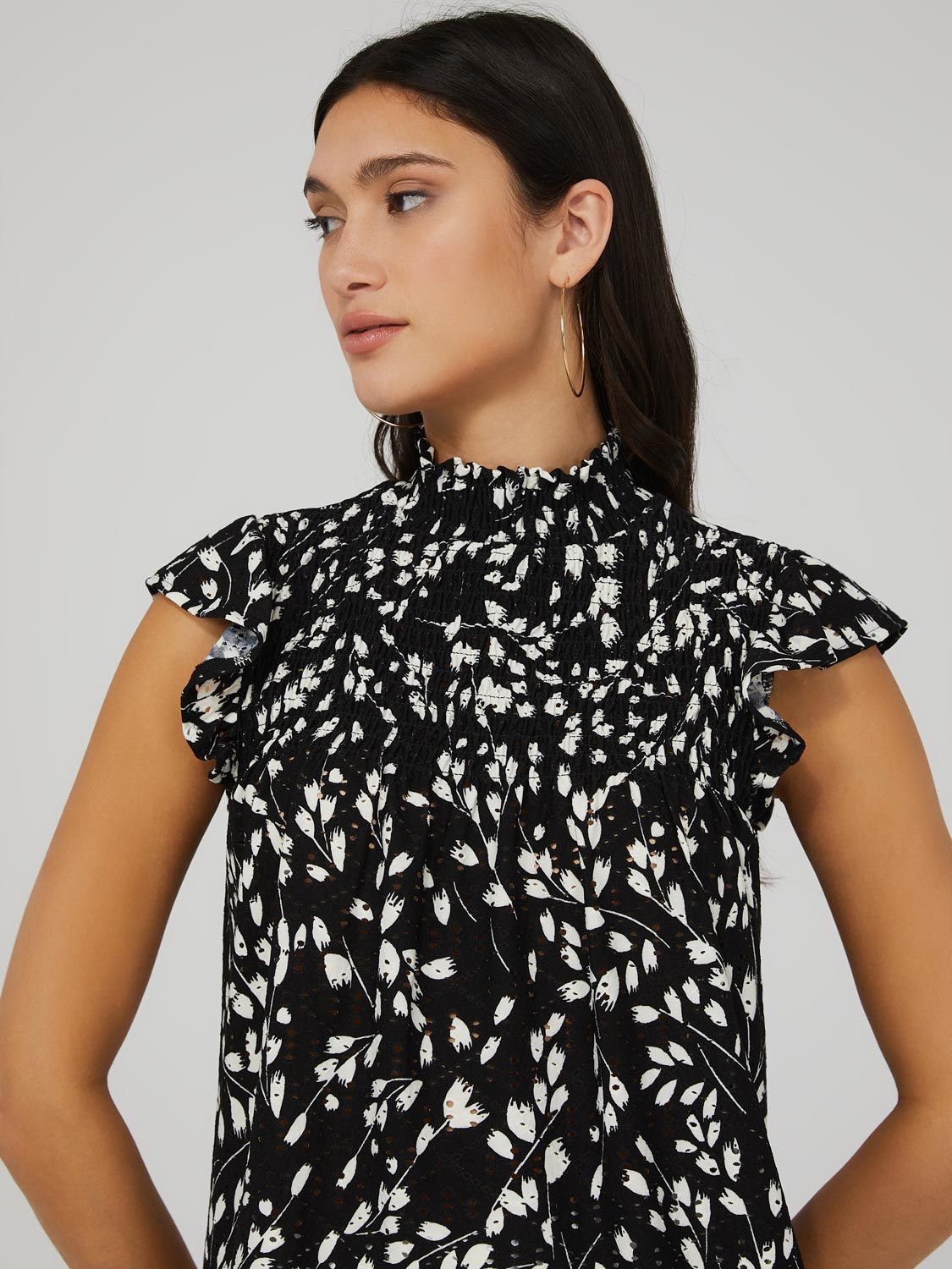 Printed Eyelet Mock Neck Top sold by Suzy Shier product image thumbnail 3