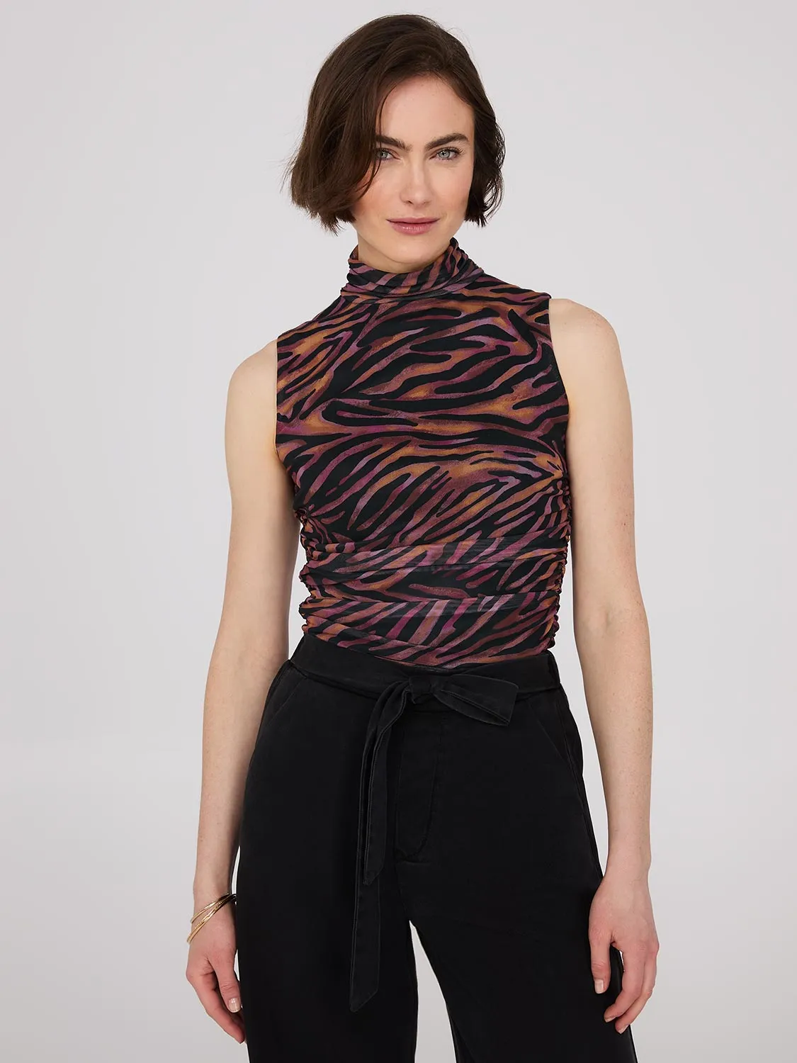 Sleeveless Zebra Print Mock Neck Top sold by Suzy Shier