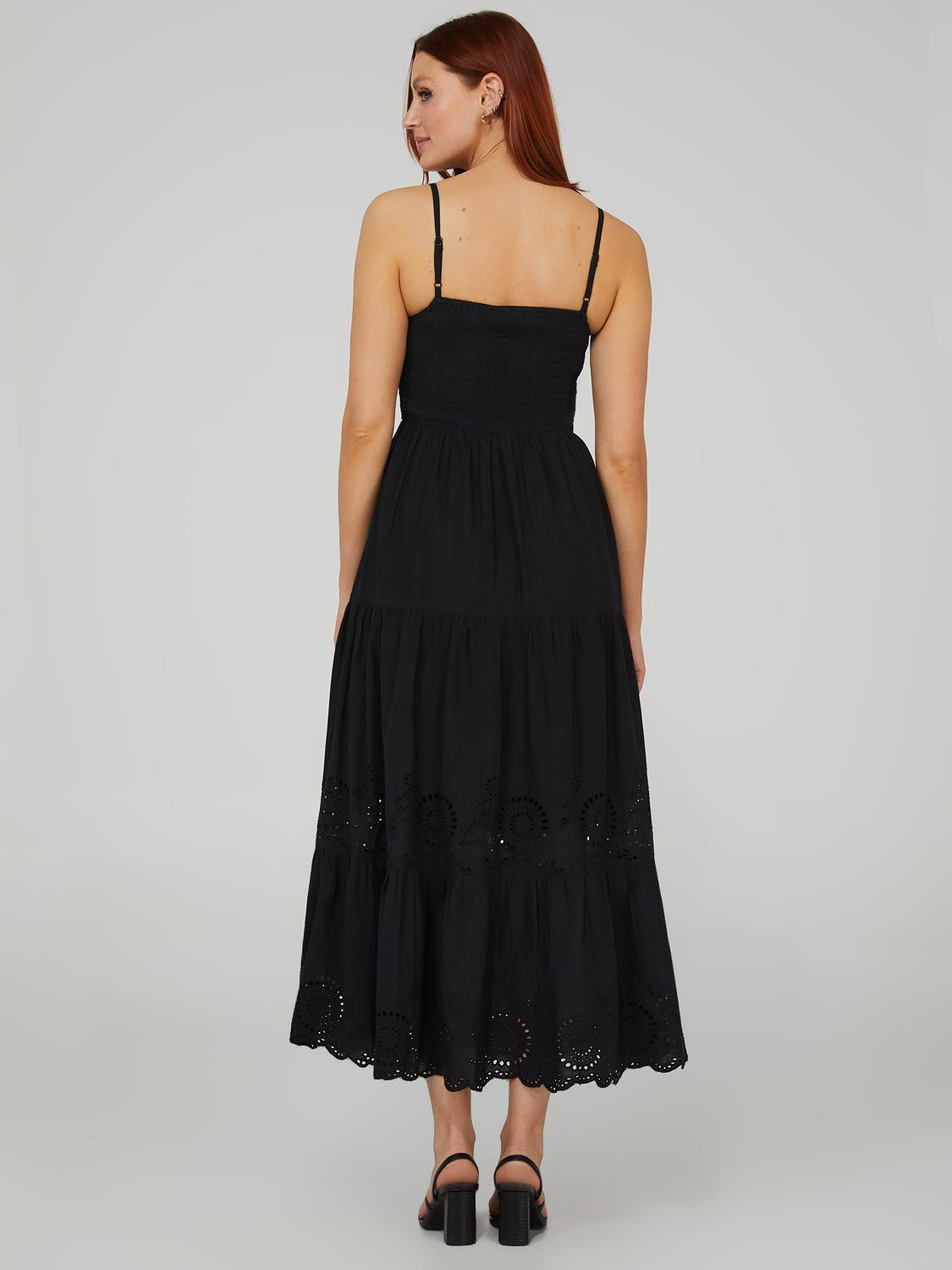 Smocked 3-Tier Maxi Dress With Eyelet Detail sold by Suzy Shier product image thumbnail 4