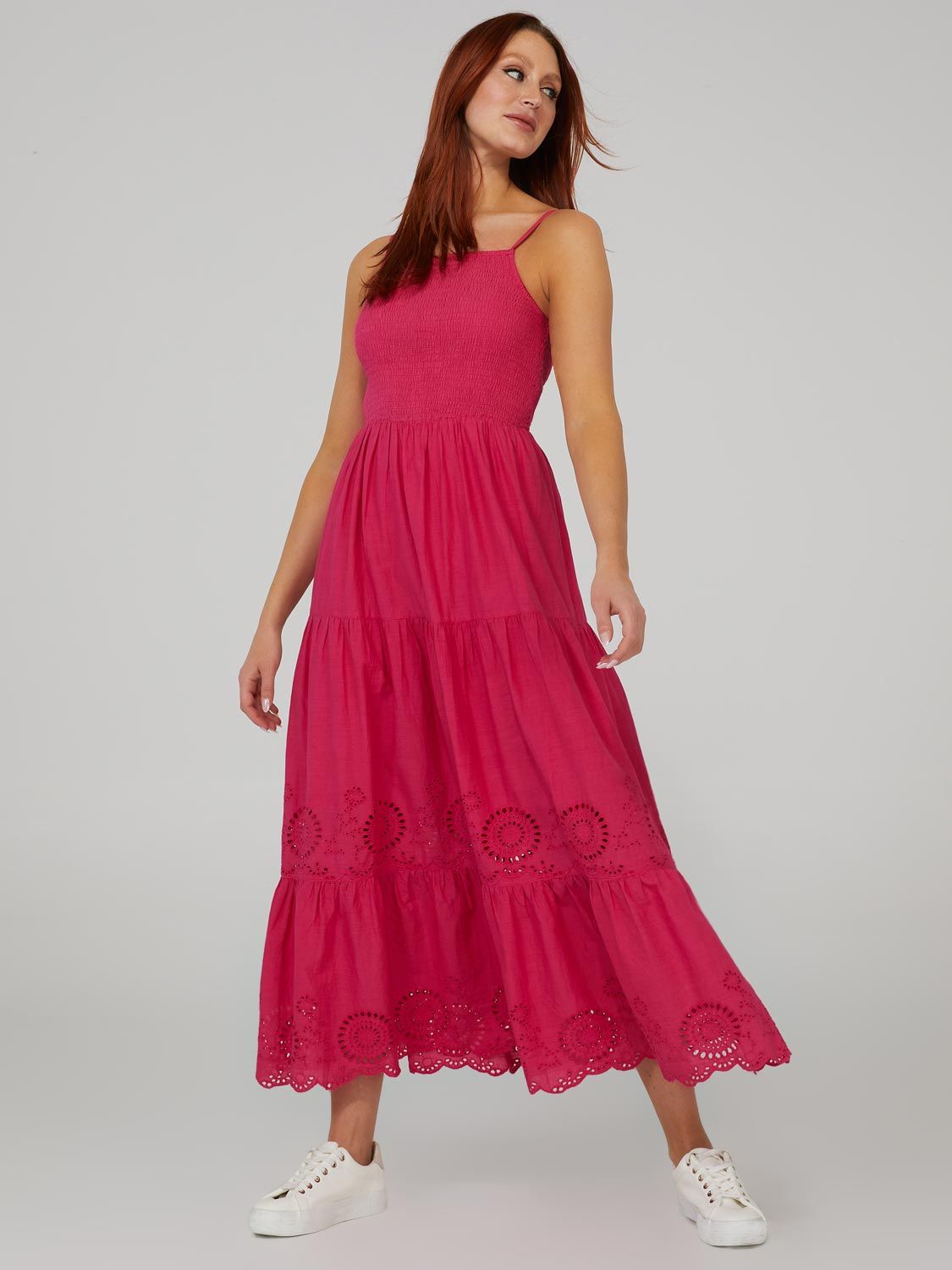 Smocked 3-Tier Maxi Dress With Eyelet Detail sold by Suzy Shier product image thumbnail 7