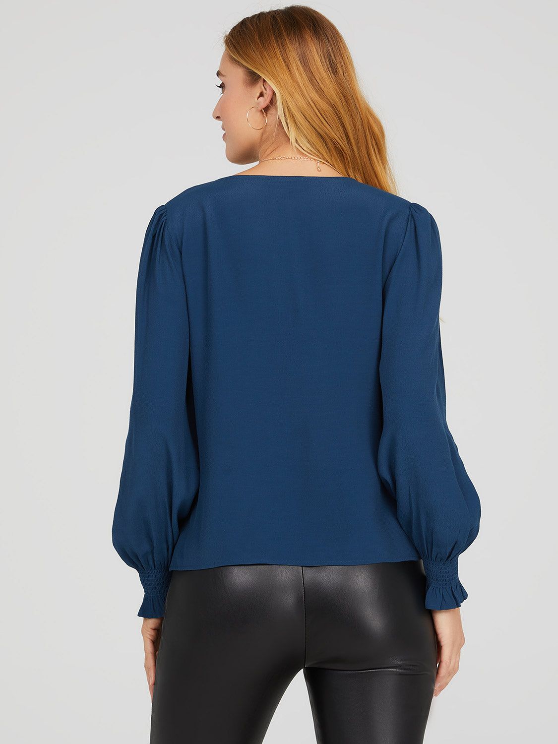 Balloon Sleeve V-Neck Blouse sold by Suzy Shier product image thumbnail 4