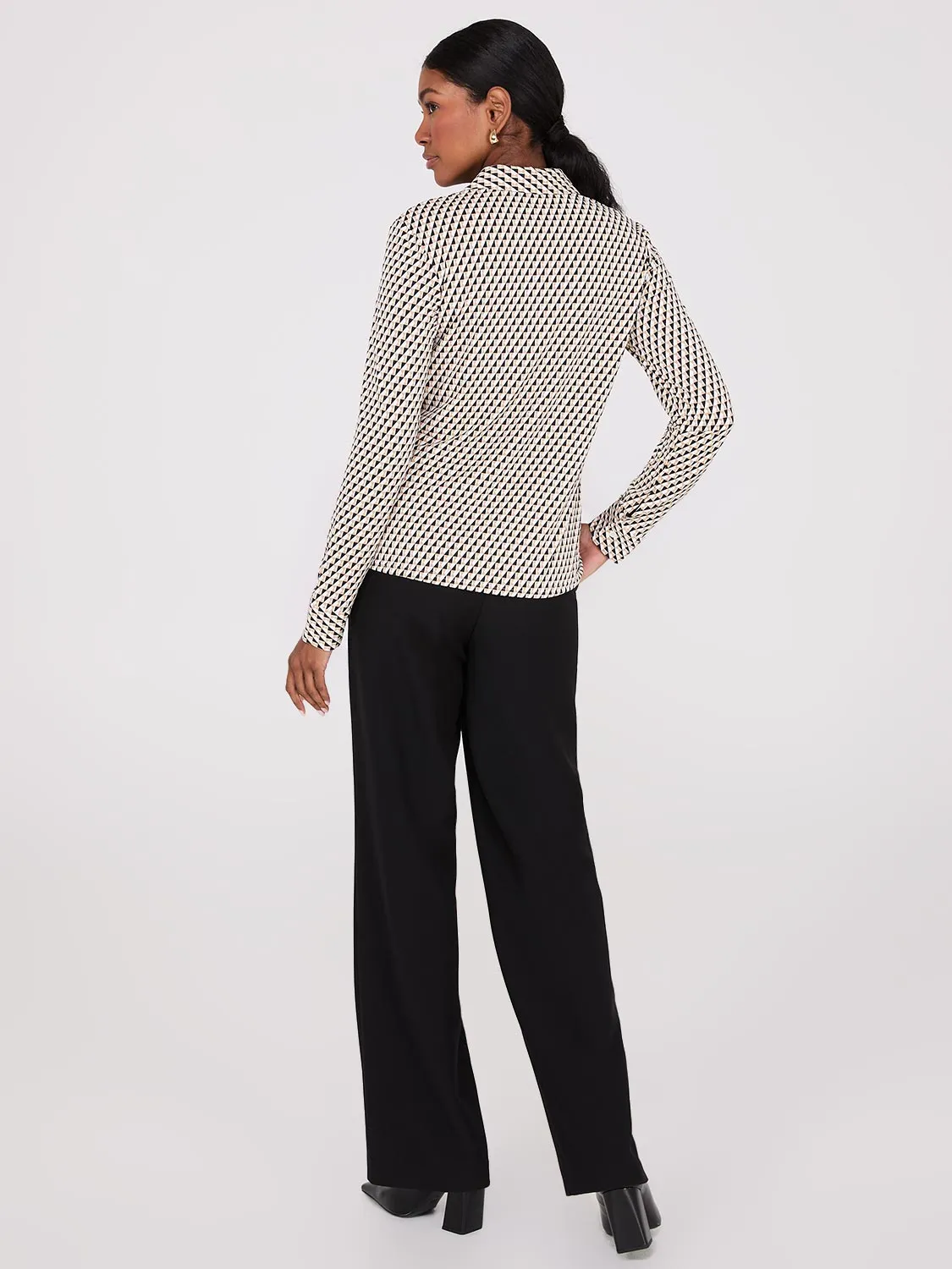Geo Print Button-Front Classic Blouse sold by Suzy Shier product image thumbnail 4