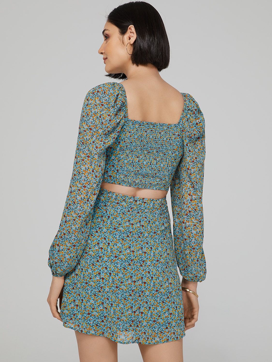 Printed Square Neck Mini Dress With Back Cut-Out sold by Suzy Shier product image thumbnail 4