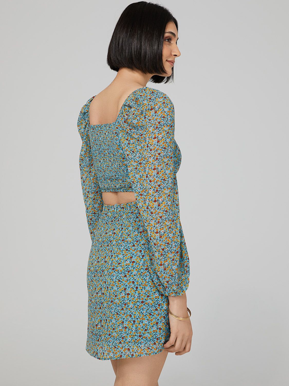 Printed Square Neck Mini Dress With Back Cut-Out sold by Suzy Shier product image thumbnail 3