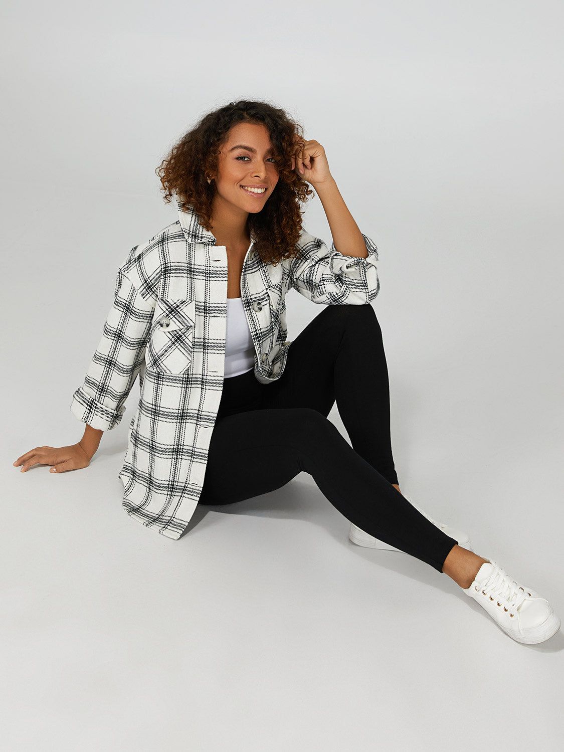 Plaid Button-Down Shacket sold by Suzy Shier product image thumbnail 3