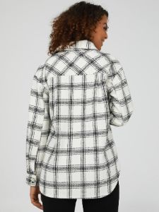 Plaid Button-Down Shacket sold by Suzy Shier