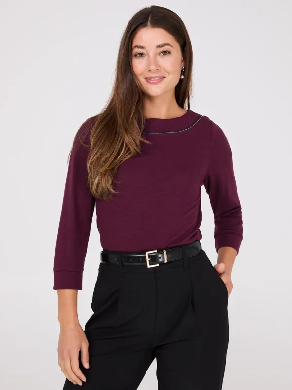3/4 Sleeve Boat Neck Top sold by Suzy Shier