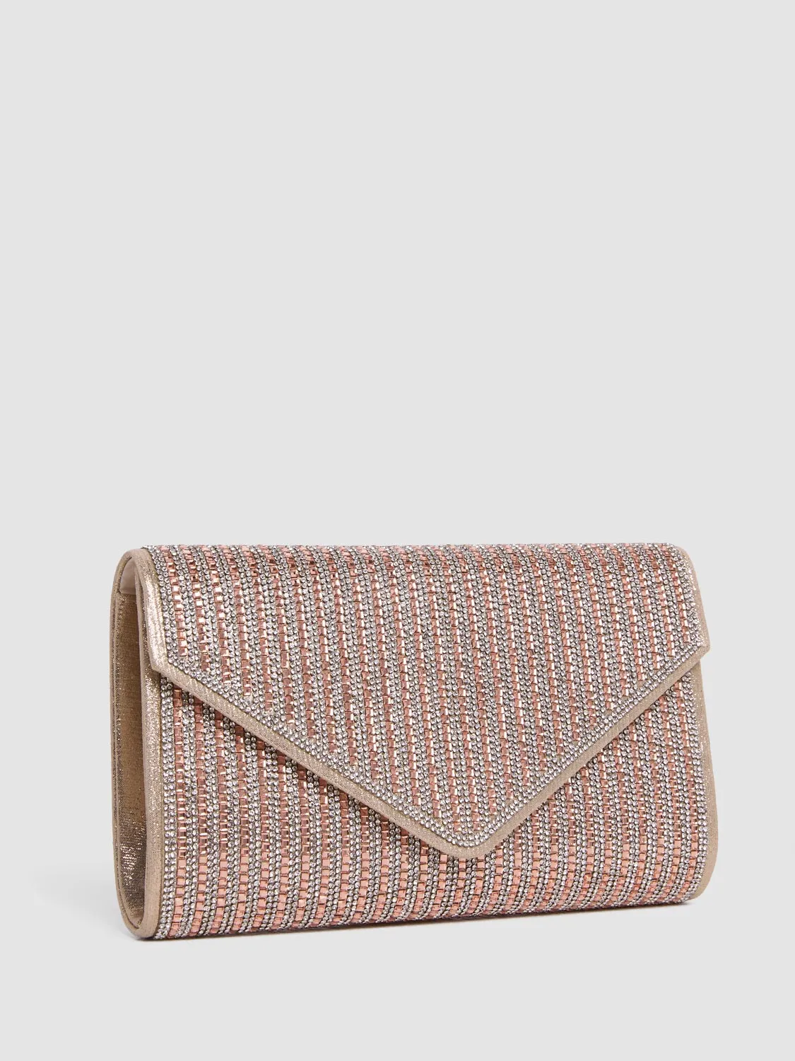 Rhinestone Envelope Flapover Clutch With Metal Chain sold by Suzy Shier product image thumbnail 5