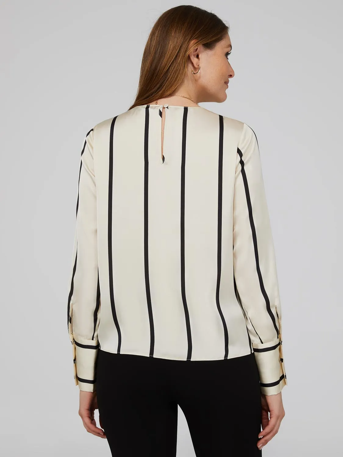 Striped Satin Crossover Blouse sold by Suzy Shier product image thumbnail 5