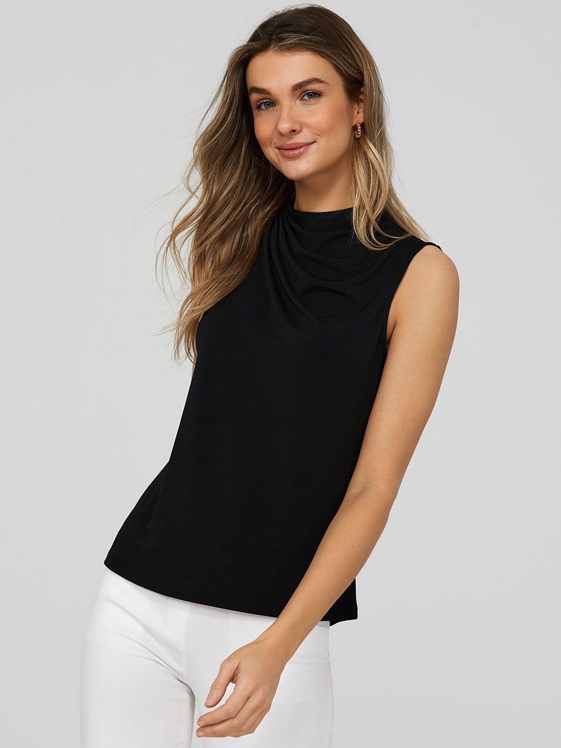 Pleated Mock Neck Top sold by Suzy Shier