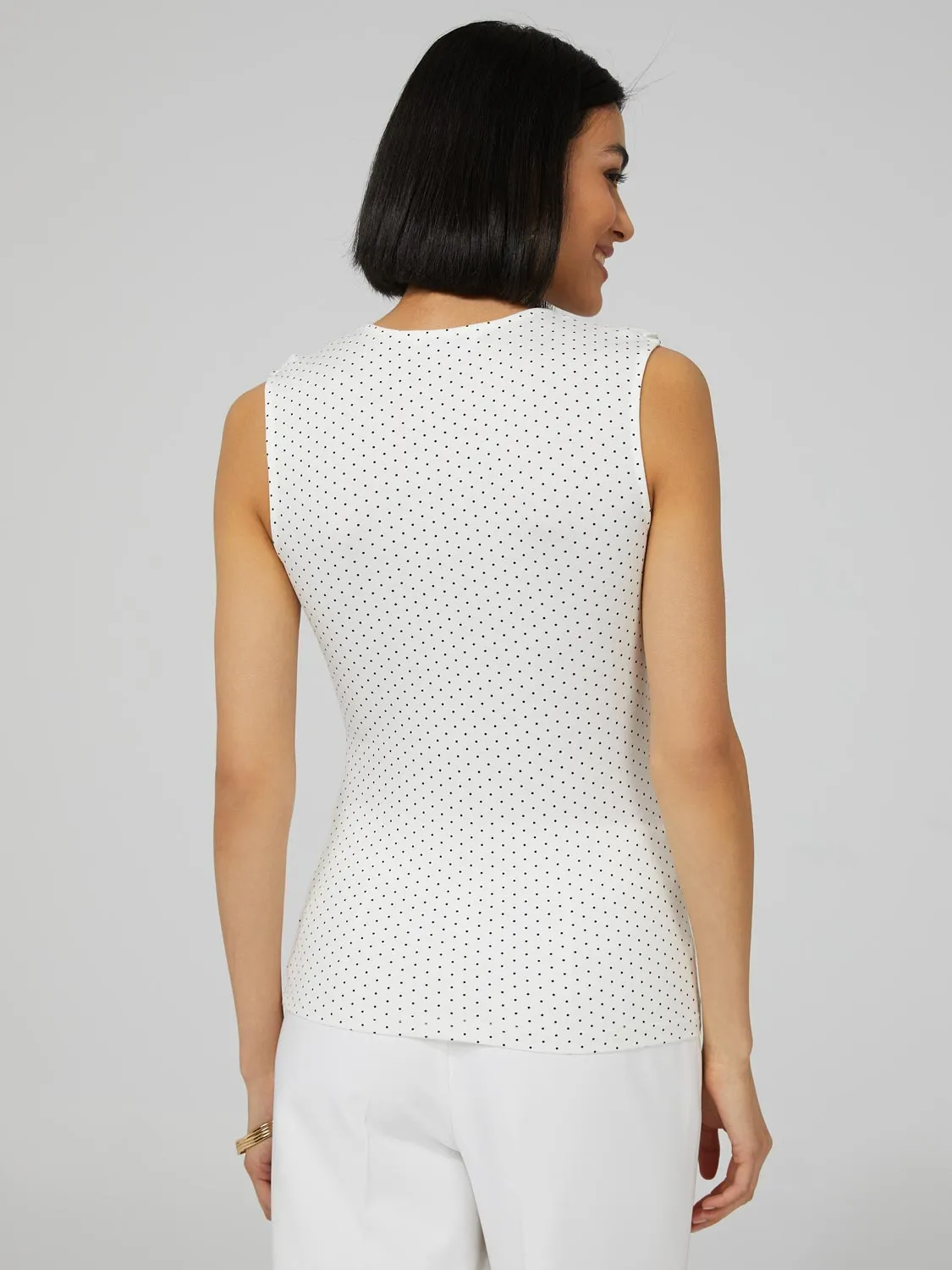 Polka Dot Sleeveless Top With Chiffon Ruffle Detail sold by Suzy Shier product image thumbnail 5