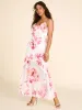 Floral Print V-Neck Allover Ruffle Gown sold by Suzy Shier
