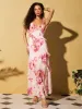 Floral Print V-Neck Allover Ruffle Gown sold by Suzy Shier