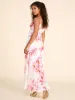 Floral Print V-Neck Allover Ruffle Gown sold by Suzy Shier