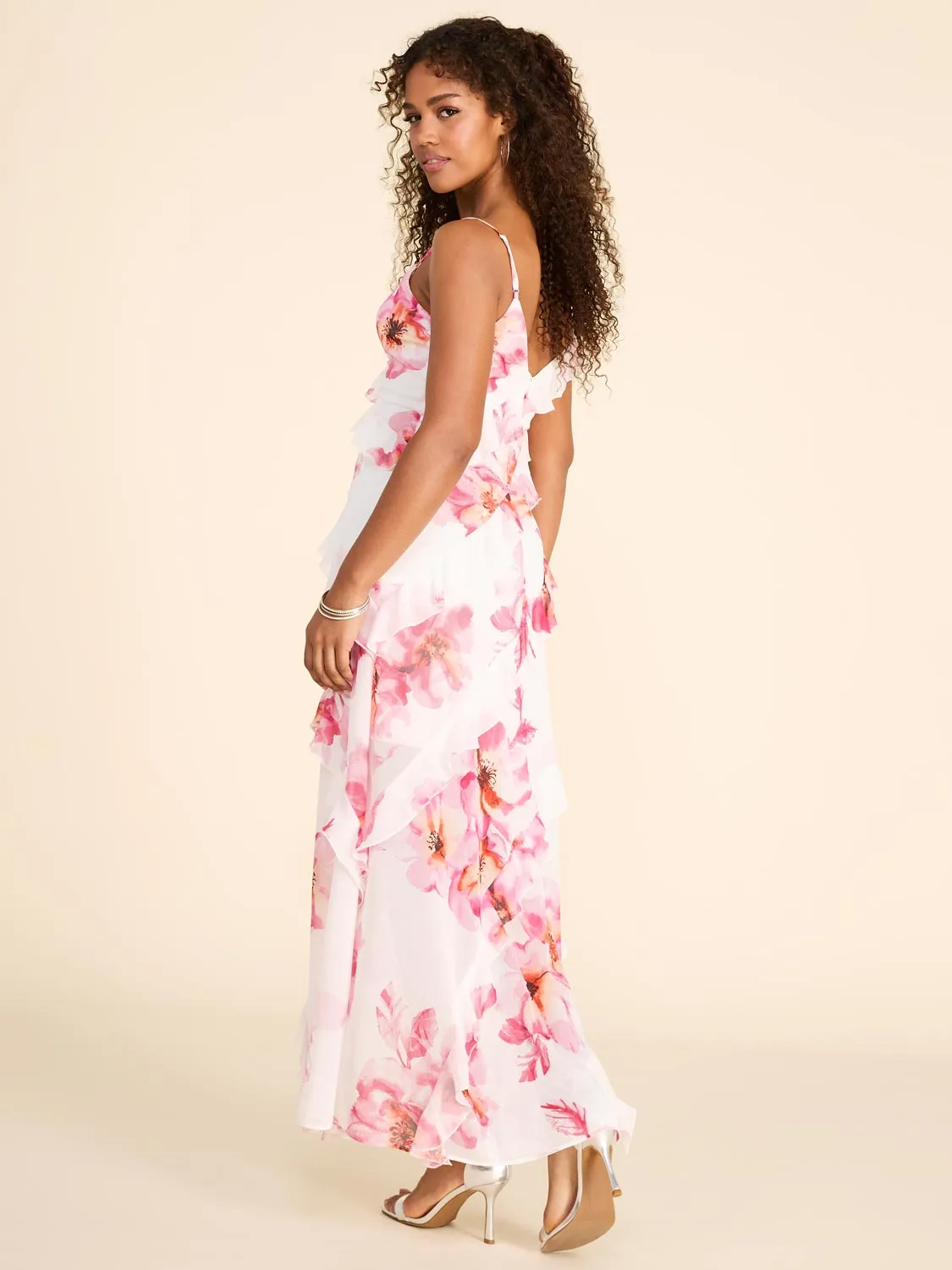 Floral Print V-Neck Allover Ruffle Gown sold by Suzy Shier product image thumbnail 3