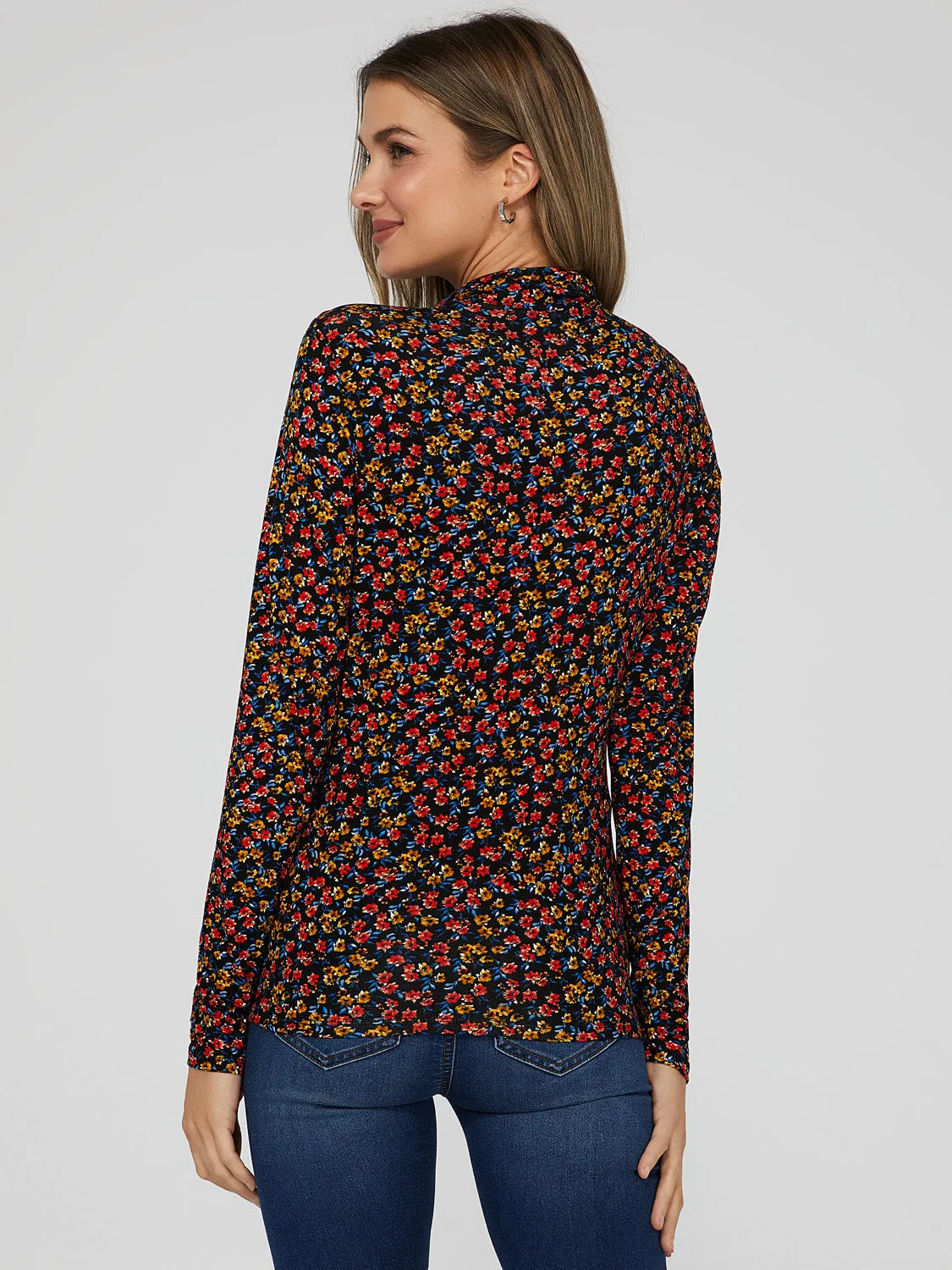 Floral Print Tie Neck Top sold by Suzy Shier product image thumbnail 5