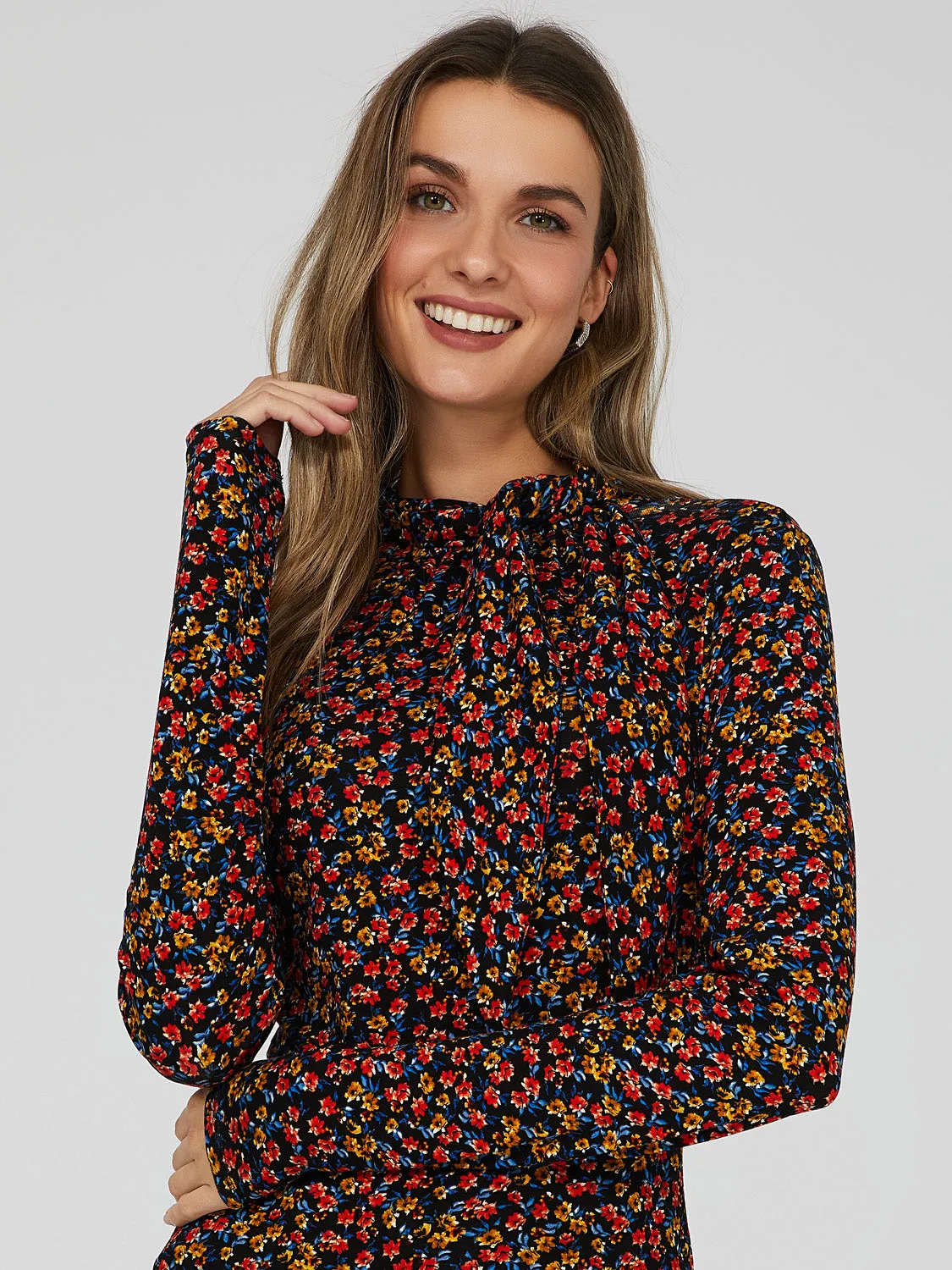 Floral Print Tie Neck Top sold by Suzy Shier product image thumbnail 2