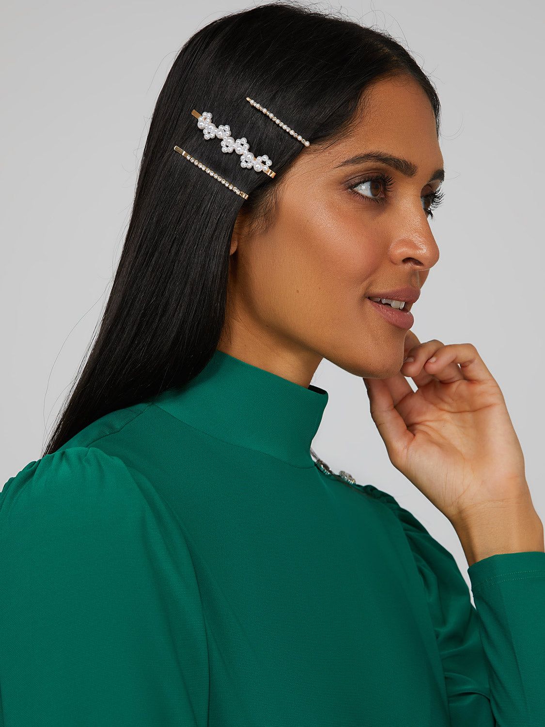 3-Pack Pearl Flower Barrette sold by Suzy Shier