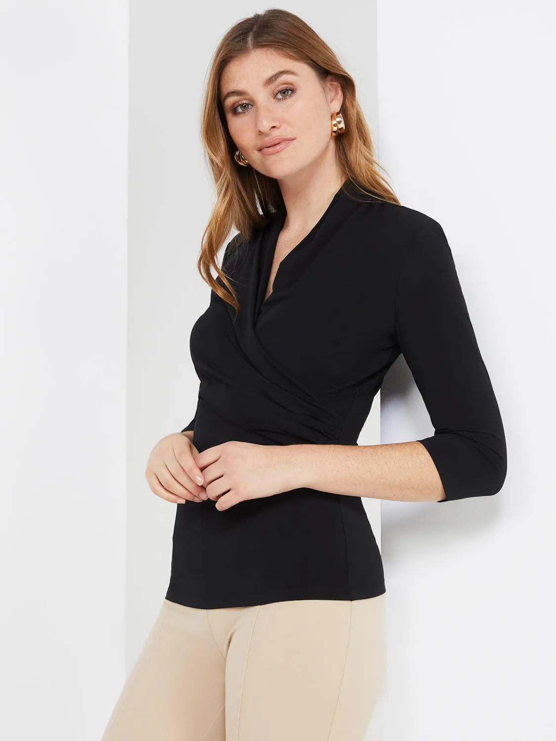 3/4 Sleeve Crossover Top sold by Suzy Shier product image thumbnail 4