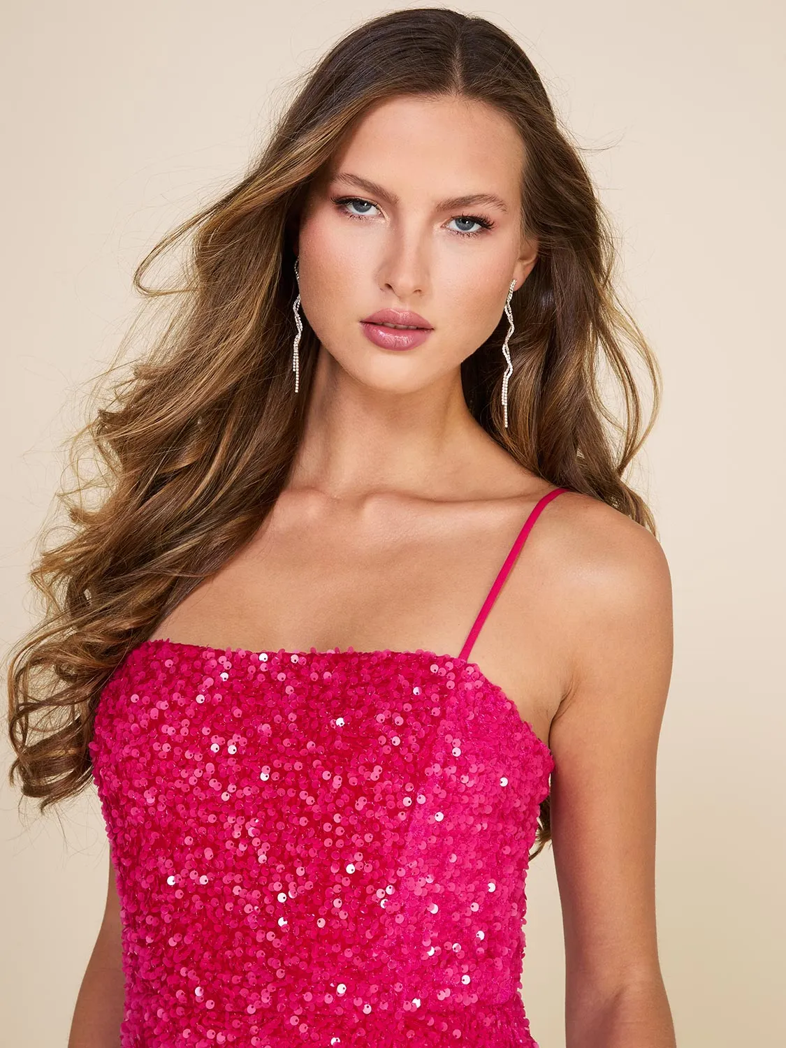 Sequined Velvet Gown With Back Train sold by Suzy Shier product image thumbnail 3