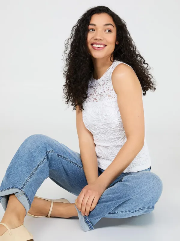 Sleeveless Corded Lace Top sold by Suzy Shier