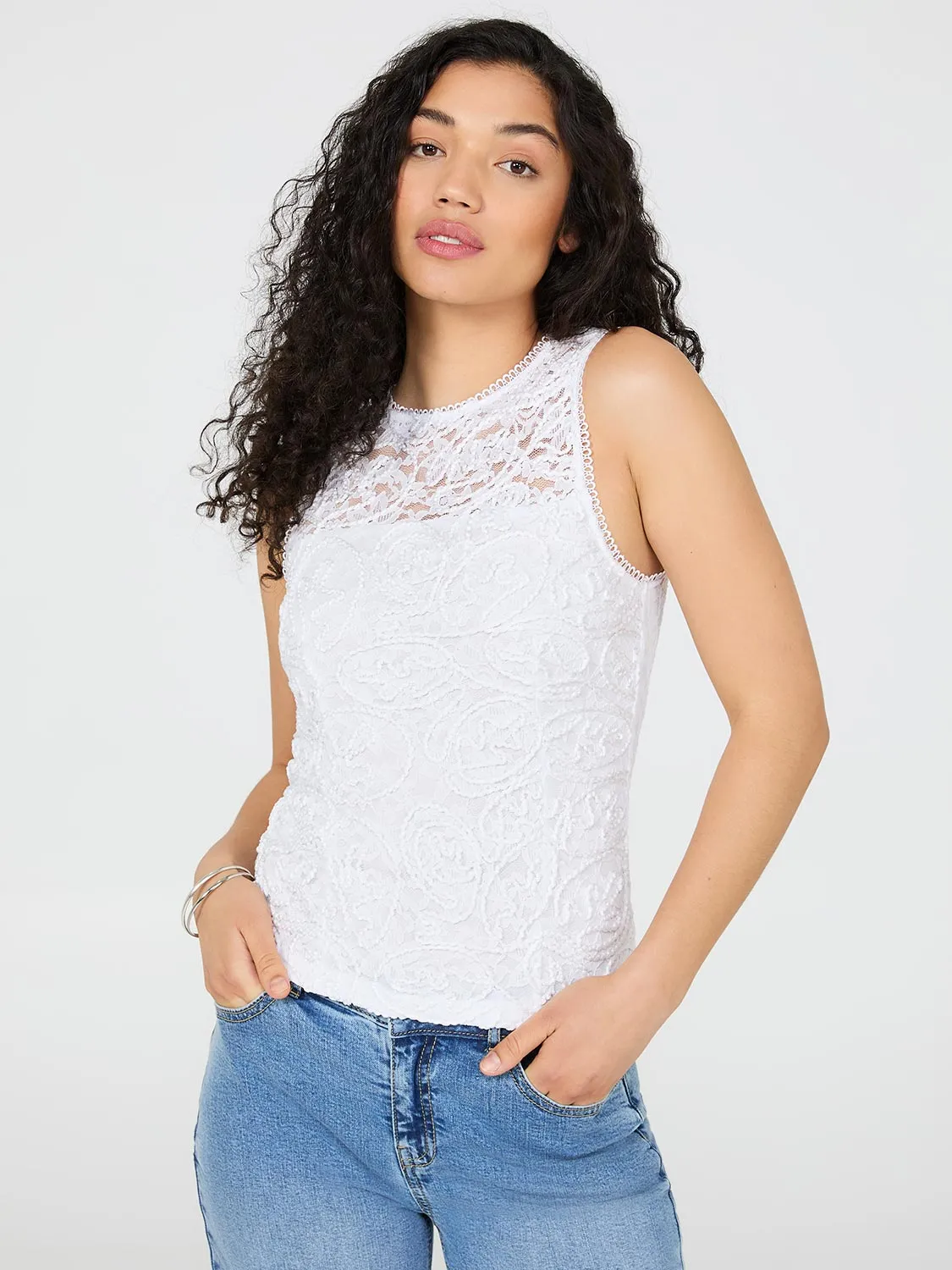 Sleeveless Corded Lace Top sold by Suzy Shier product image thumbnail 2