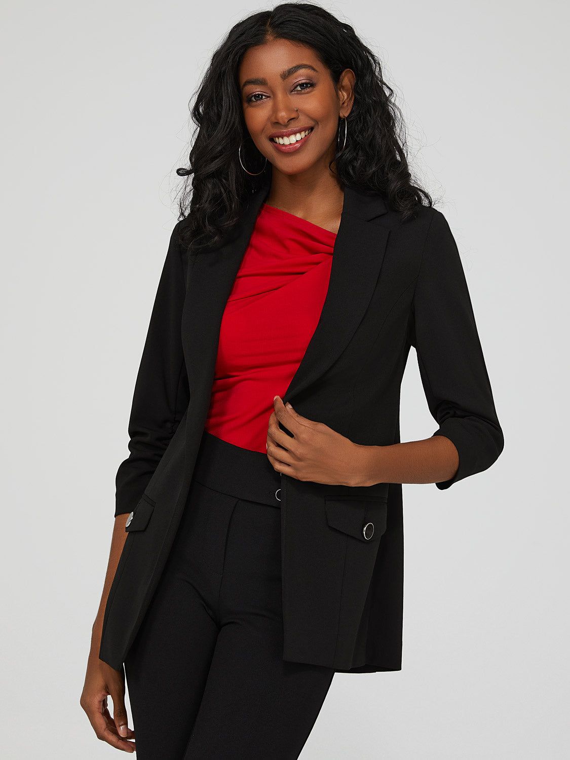 Ruched 3/4 Sleeve Blazer sold by Suzy Shier product image thumbnail 5