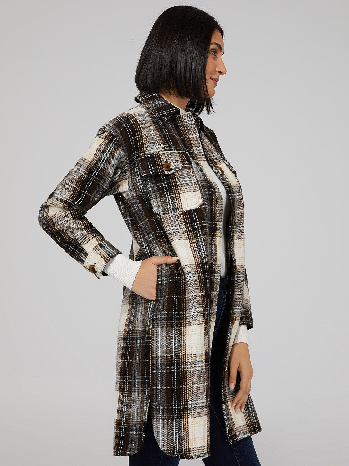 Oversized Plaid Shacket sold by Suzy Shier product image thumbnail 3