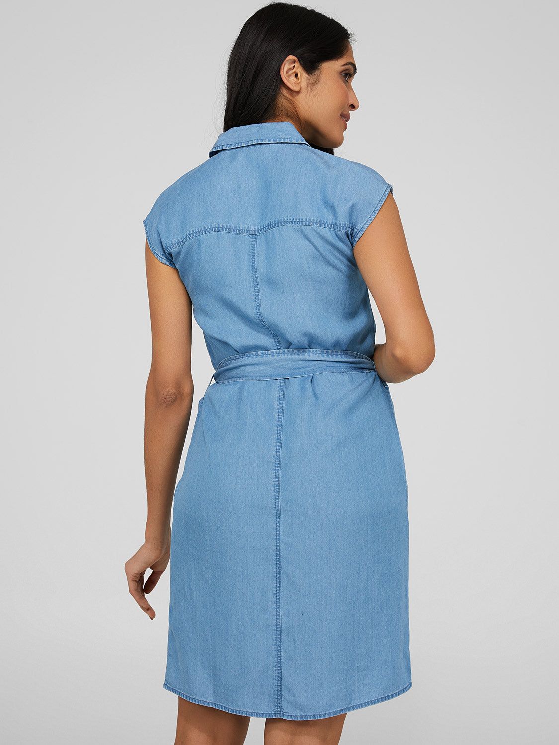 Sleeveless Denim Chambray Button-Front Dress sold by Suzy Shier product image thumbnail 5