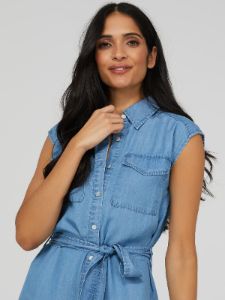 Sleeveless Denim Chambray Button-Front Dress sold by Suzy Shier
