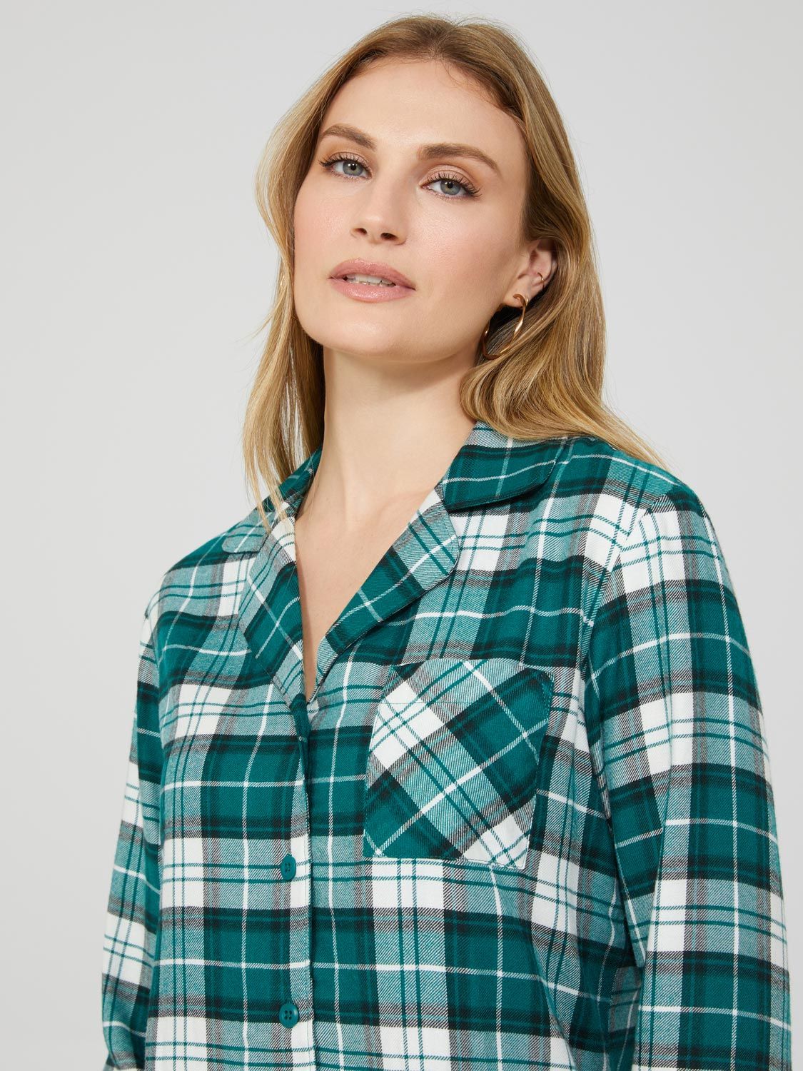 Plaid Print Button-Front Pajama Set sold by Suzy Shier product image thumbnail 4