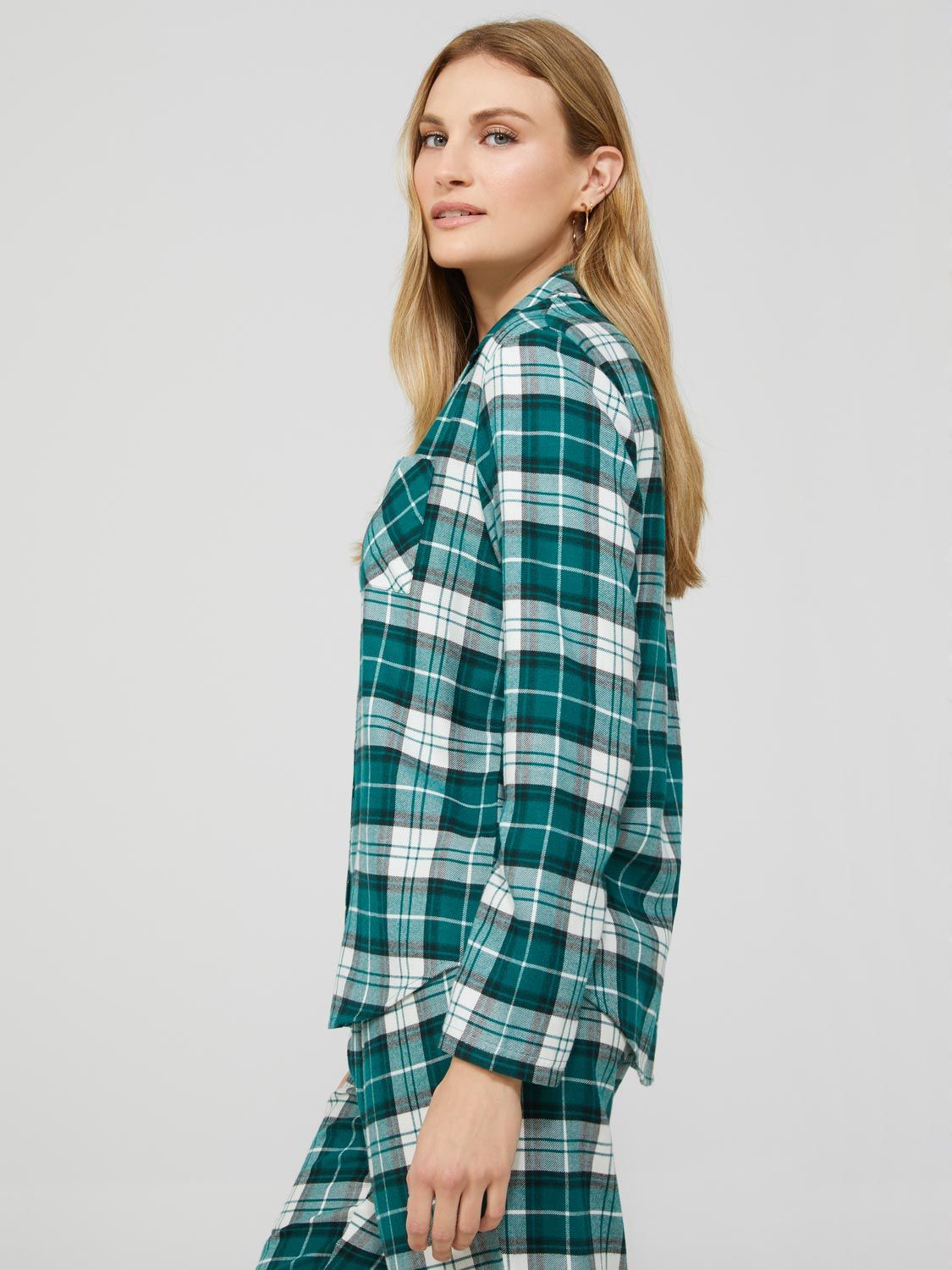 Plaid Print Button-Front Pajama Set sold by Suzy Shier product image thumbnail 5