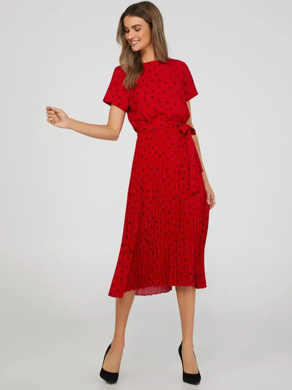 Printed Pleated Midi Dress, <br>The Lauren Dress sold by Suzy Shier