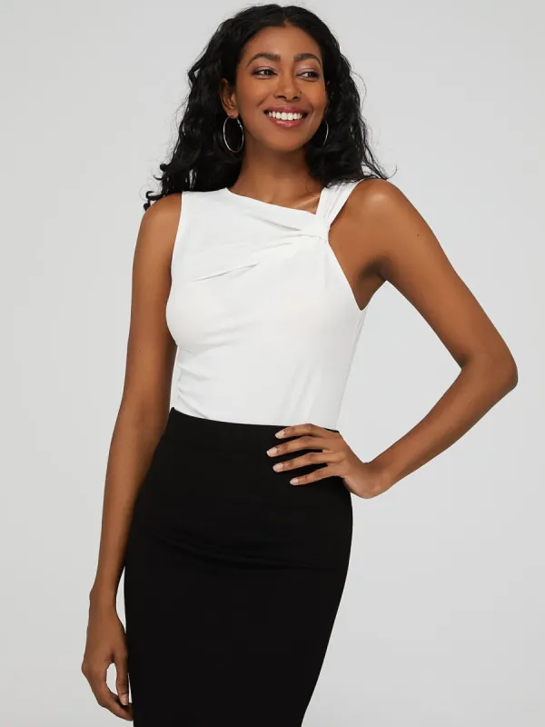 Sleeveless Knotted Neckline Top sold by Suzy Shier