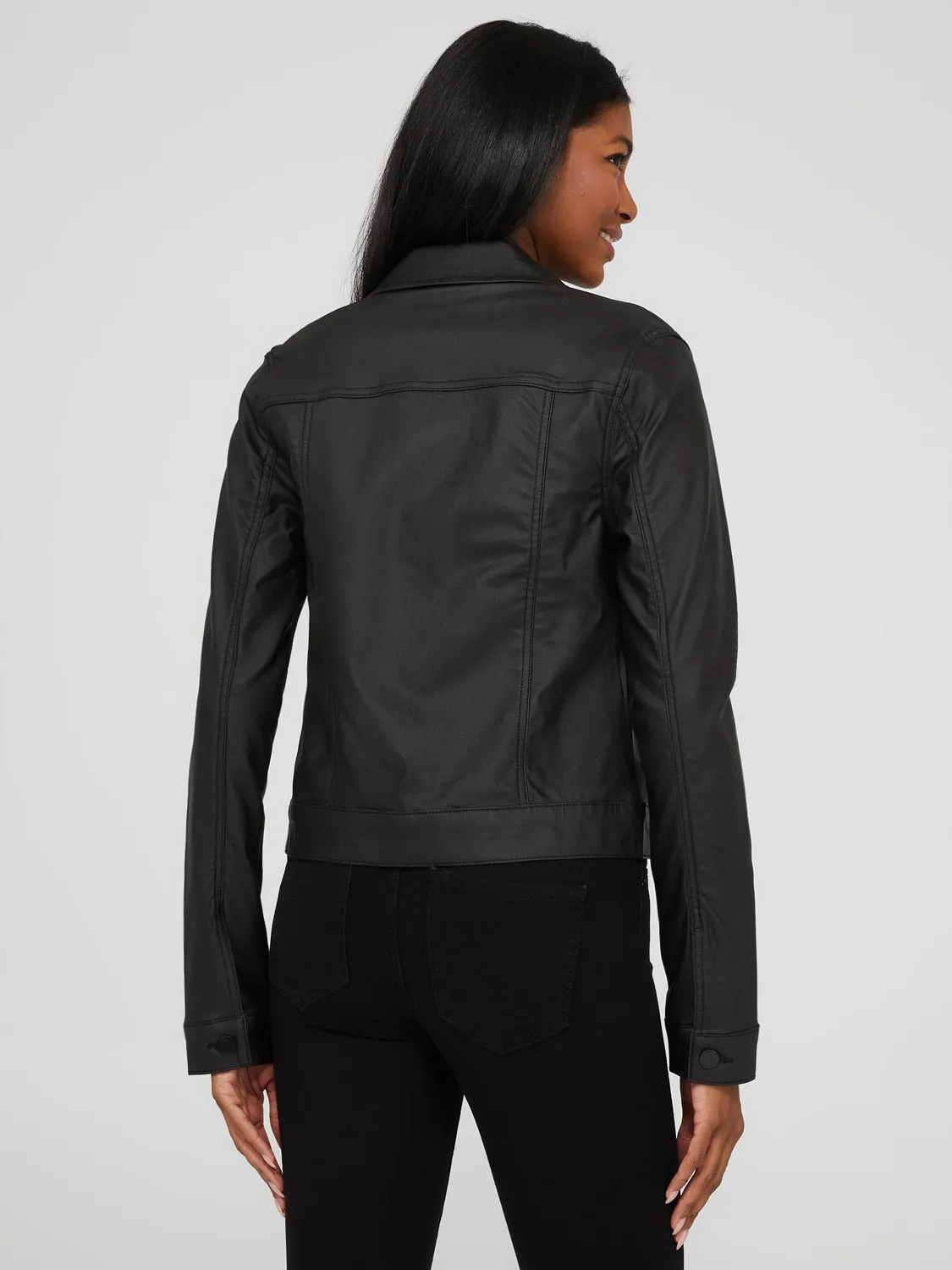 Cropped Coated Denim Jacket sold by Suzy Shier product image thumbnail 4