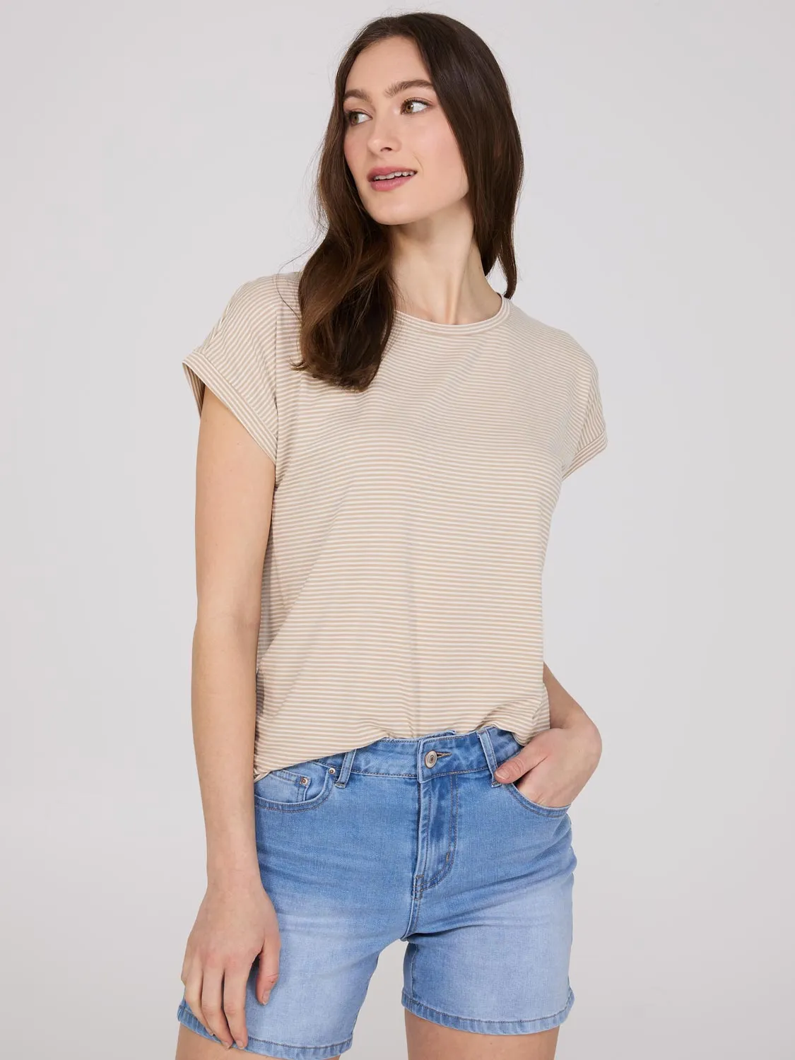 Striped Cuffed Dolman Sleeve Top sold by Suzy Shier product image thumbnail 2