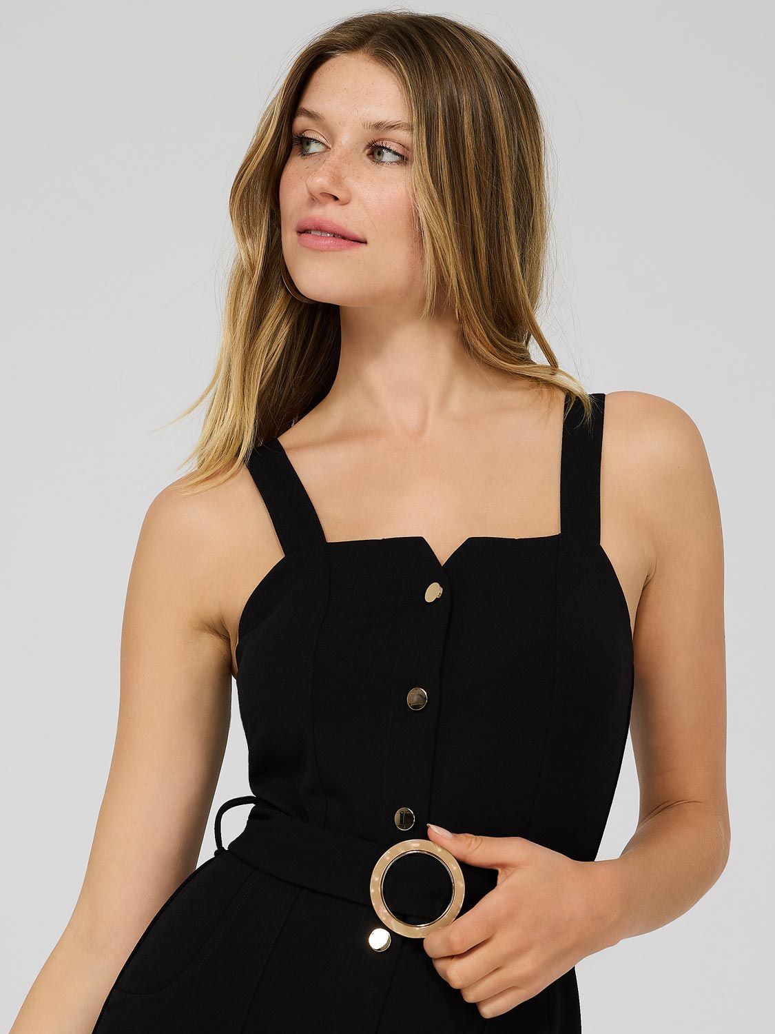 Wide Leg Thick Strap Jumpsuit With Belt sold by Suzy Shier product image thumbnail 3