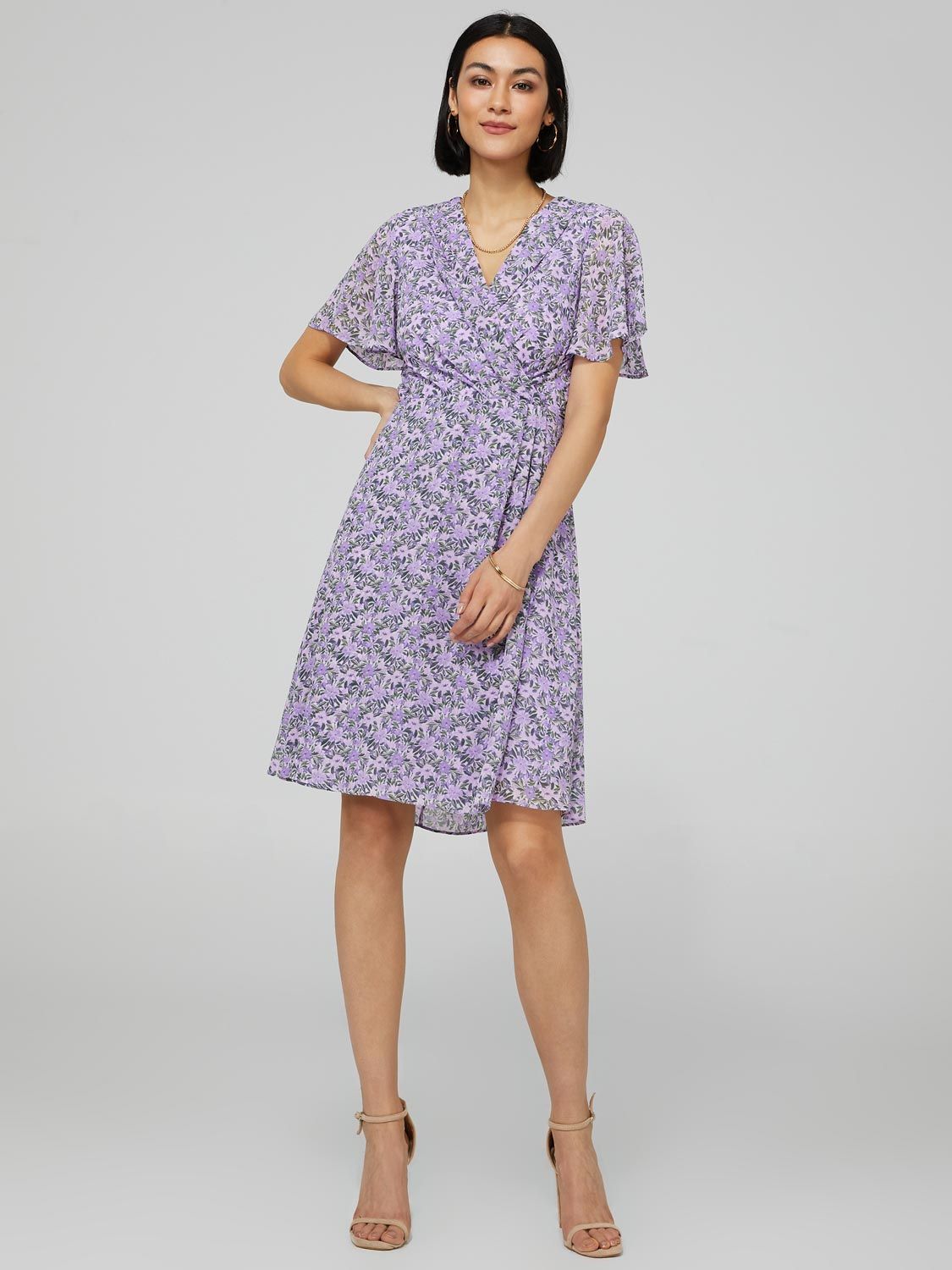 Printed Chiffon Crossover Skater Dress sold by Suzy Shier