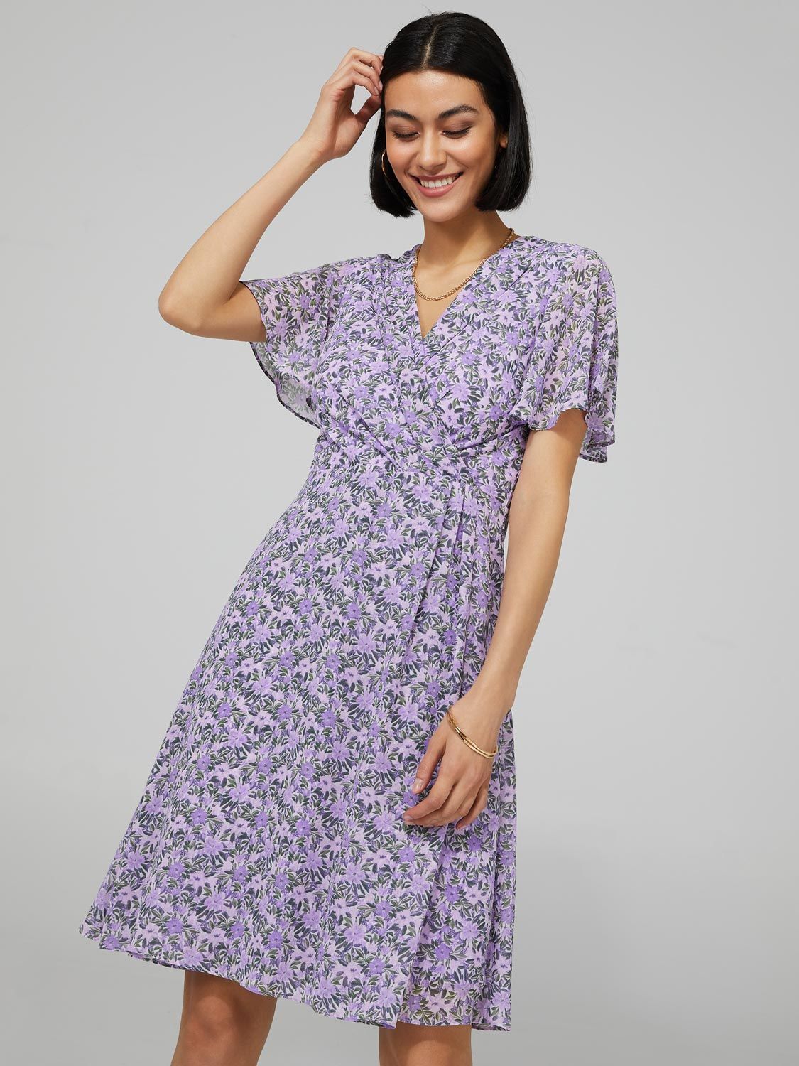 Printed Chiffon Crossover Skater Dress sold by Suzy Shier product image thumbnail 2