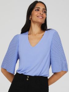 3/4 Sleeve V-Neck Top sold by Suzy Shier