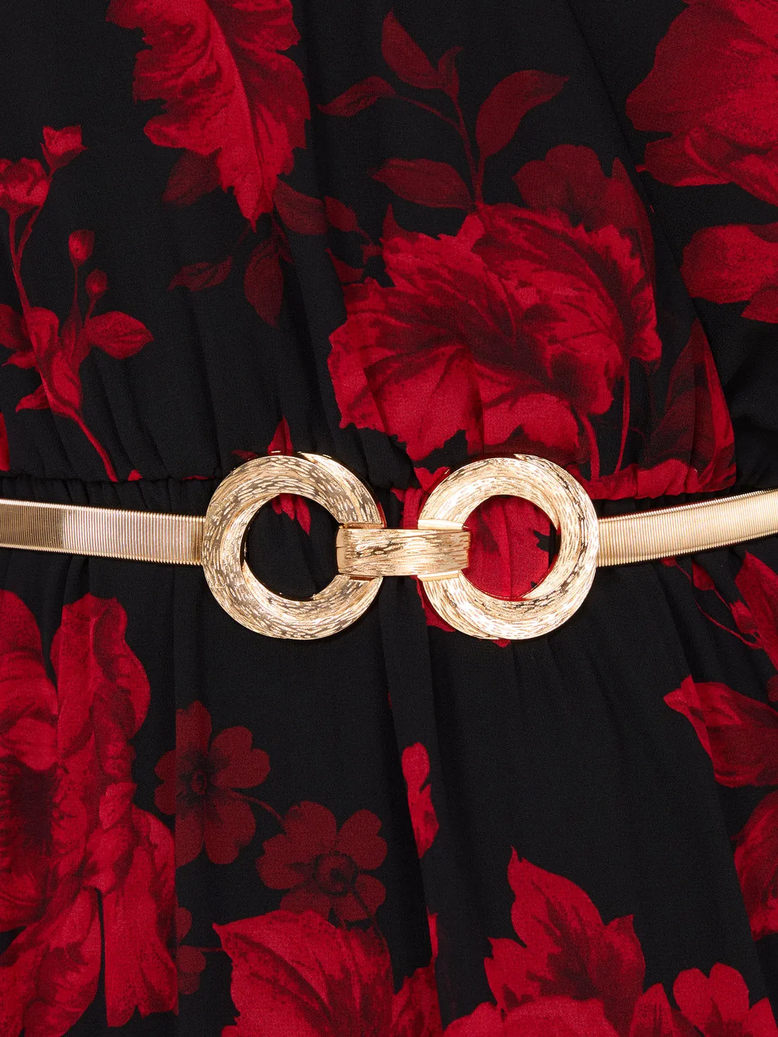 Gold Stretch Belt With Carved Buckle sold by Suzy Shier