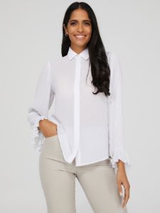 Ruffle Sleeve Button-Up Blouse sold by Suzy Shier