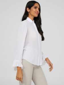 Ruffle Sleeve Button-Up Blouse sold by Suzy Shier