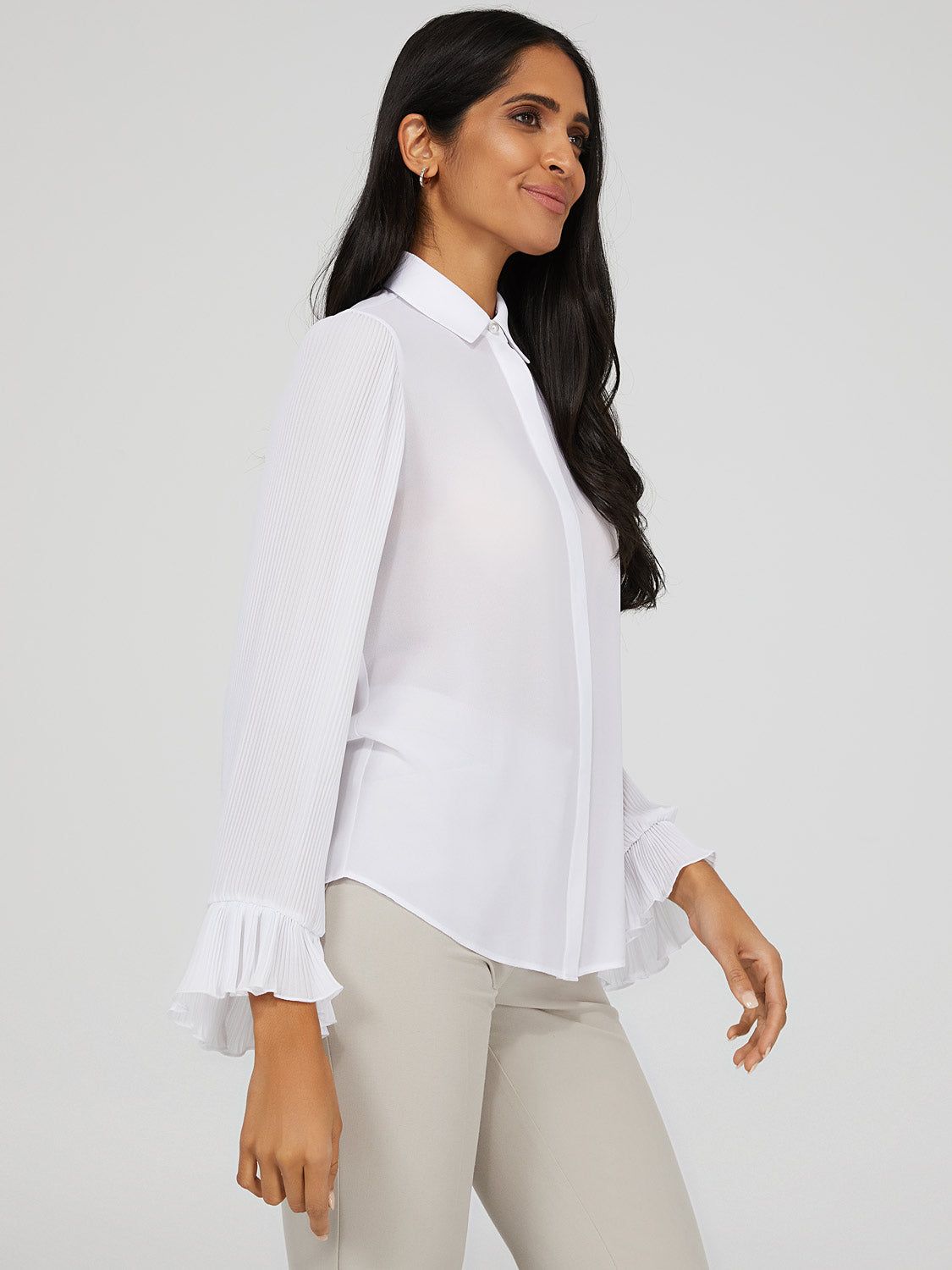 Ruffle Sleeve Button-Up Blouse sold by Suzy Shier product image thumbnail 3