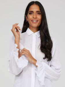 Ruffle Sleeve Button-Up Blouse sold by Suzy Shier