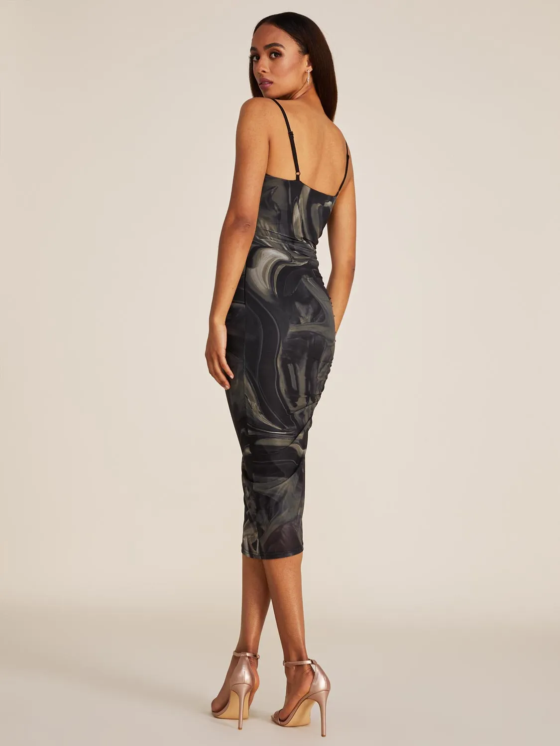 Printed Mesh Cowl Neck Midi Dress sold by Suzy Shier product image thumbnail 2