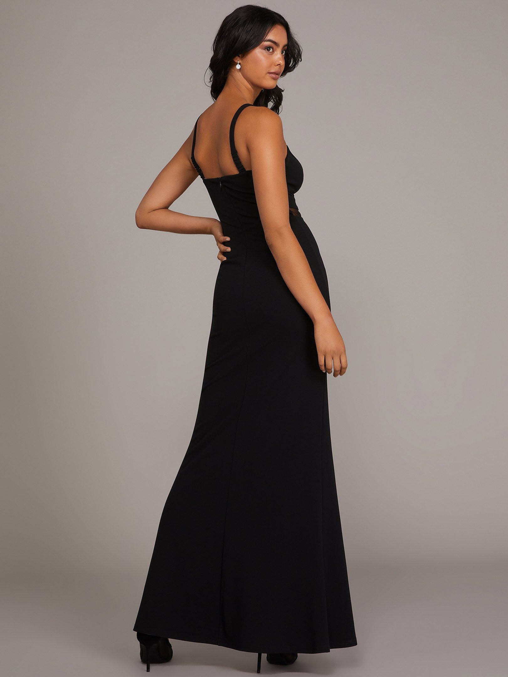 Halter Neck Gown With Illusion Mesh Waist sold by Suzy Shier product image thumbnail 4
