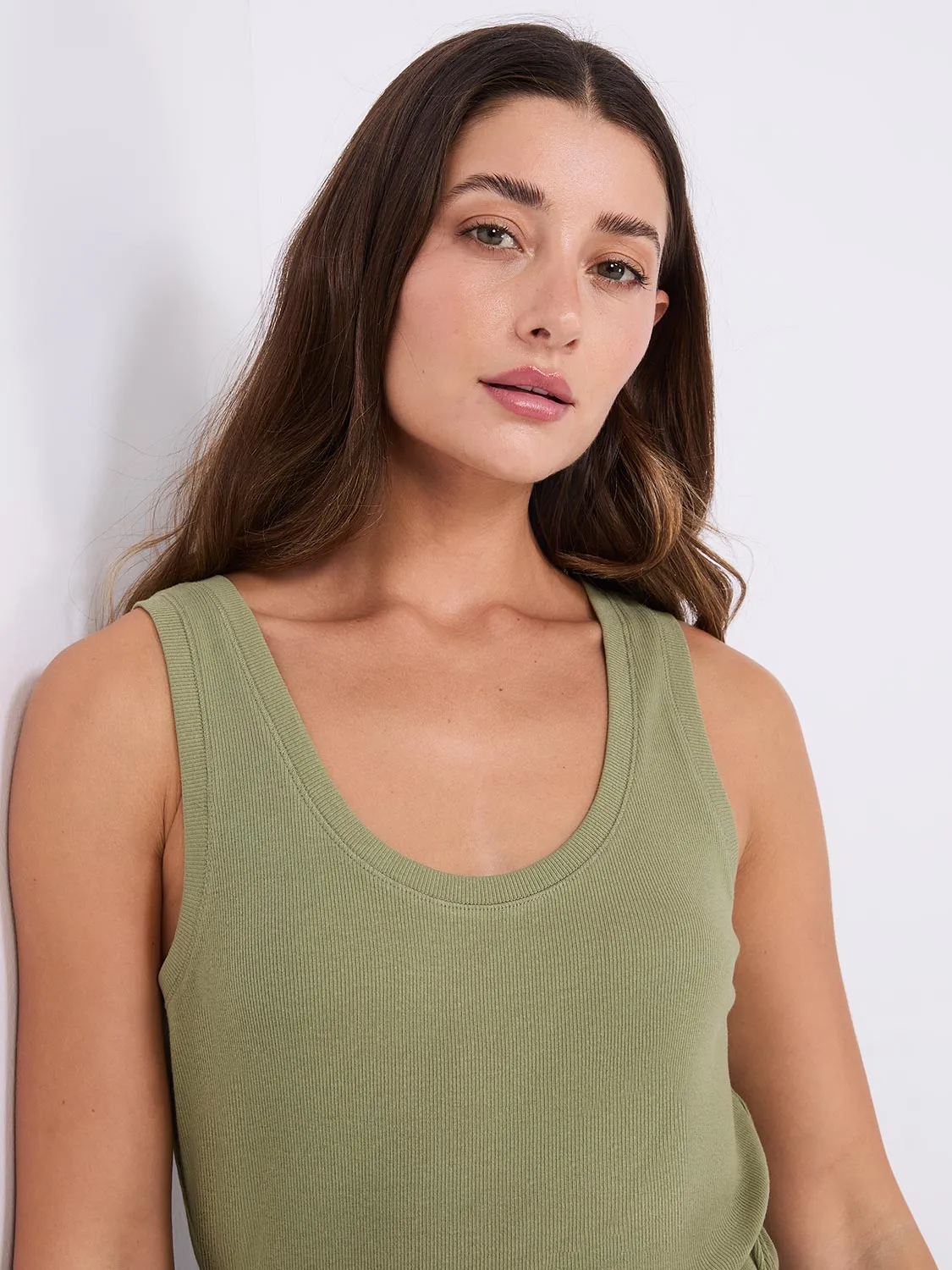 Ribbed Scoop Neck Tank Top sold by Suzy Shier