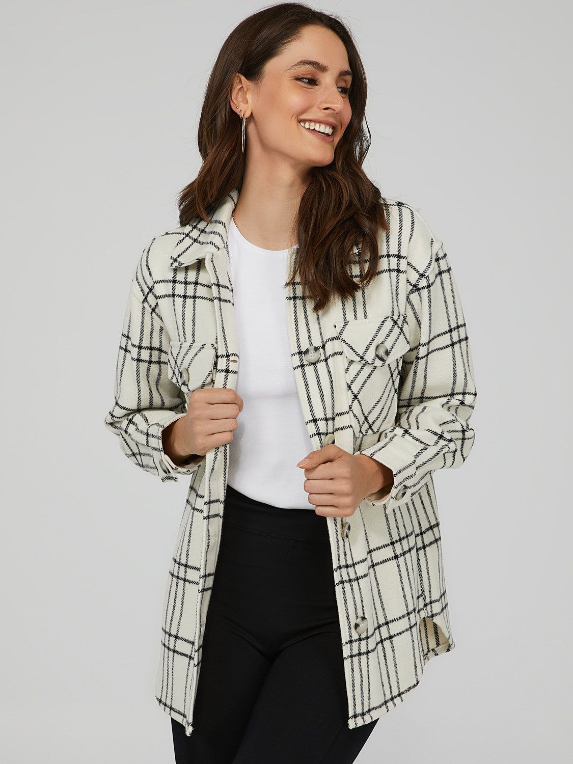 Plaid Shacket sold by Suzy Shier