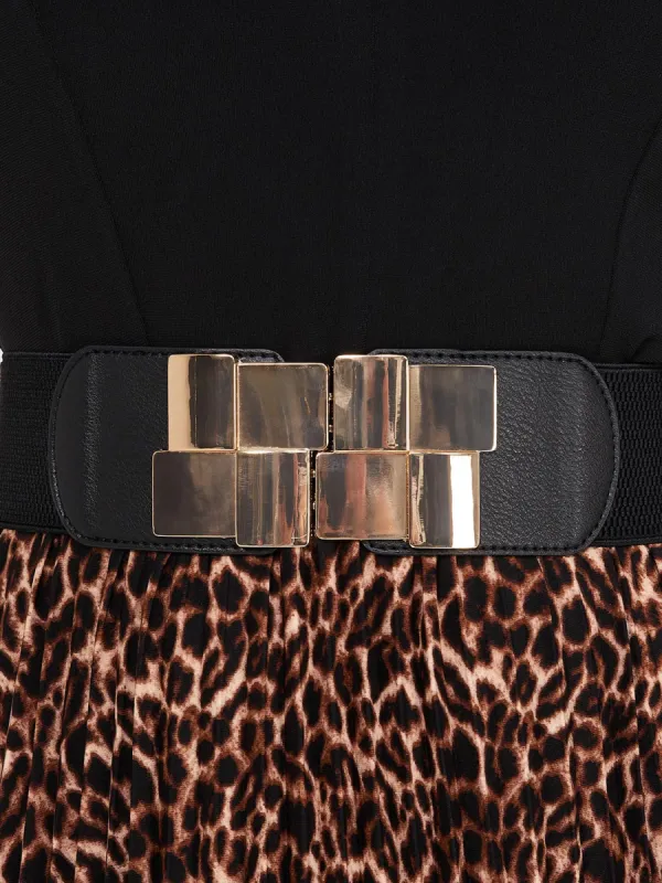Elastic Gold Square Buckle Belt sold by Suzy Shier